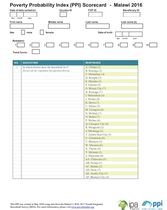 Malawi Compassion PPI Scorecard